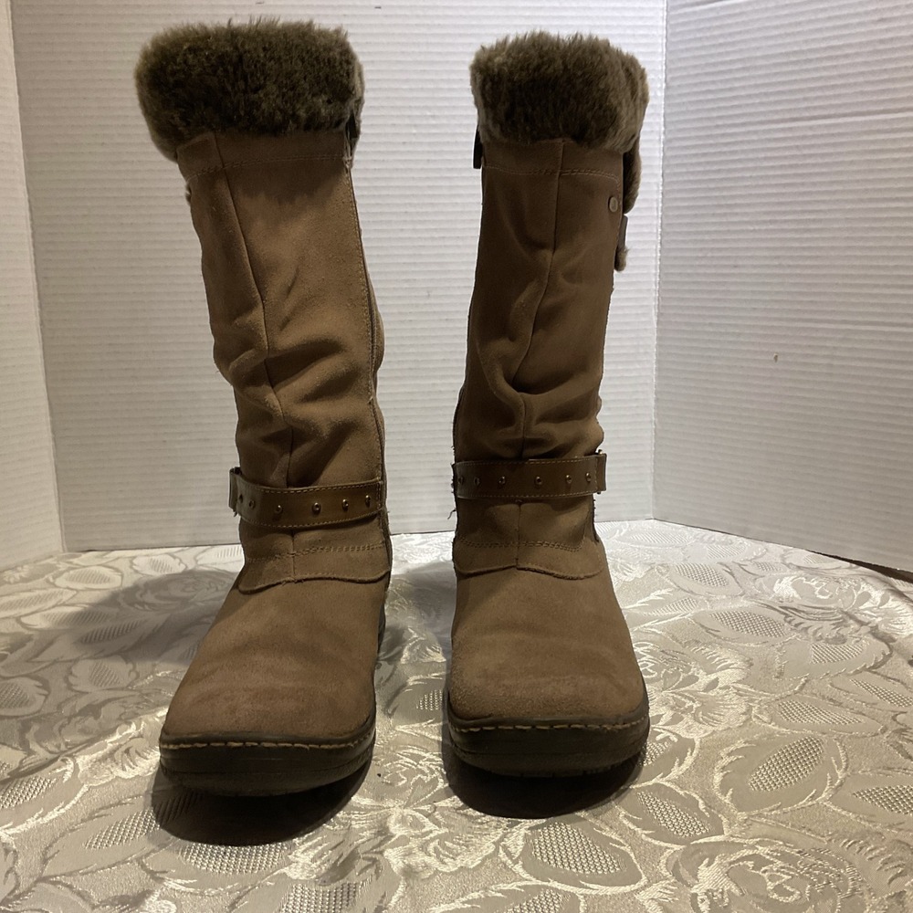 Denver Hayes  Boots Womens 7.5 Brown Excellent Leather T-Max Faux Fur Slouch